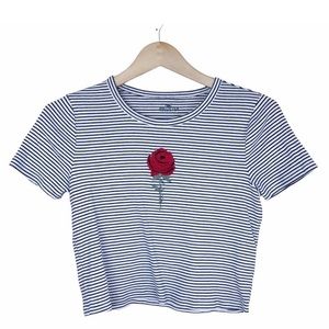 Hollister Striped Rose Baby Tee XS